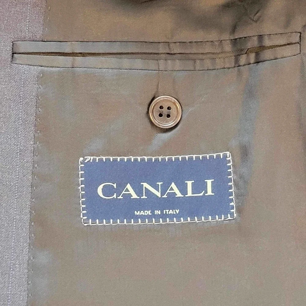 CANALI Coat Sport Jacket Blazer Wool Gray Stripe Two Button Mens 52 US 42